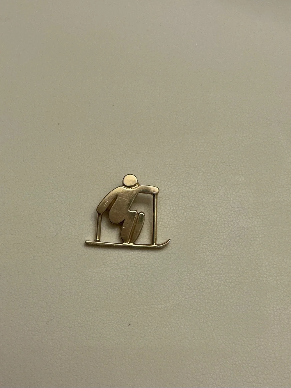 Gold-Tone Skiing Pin - Men's Accessory